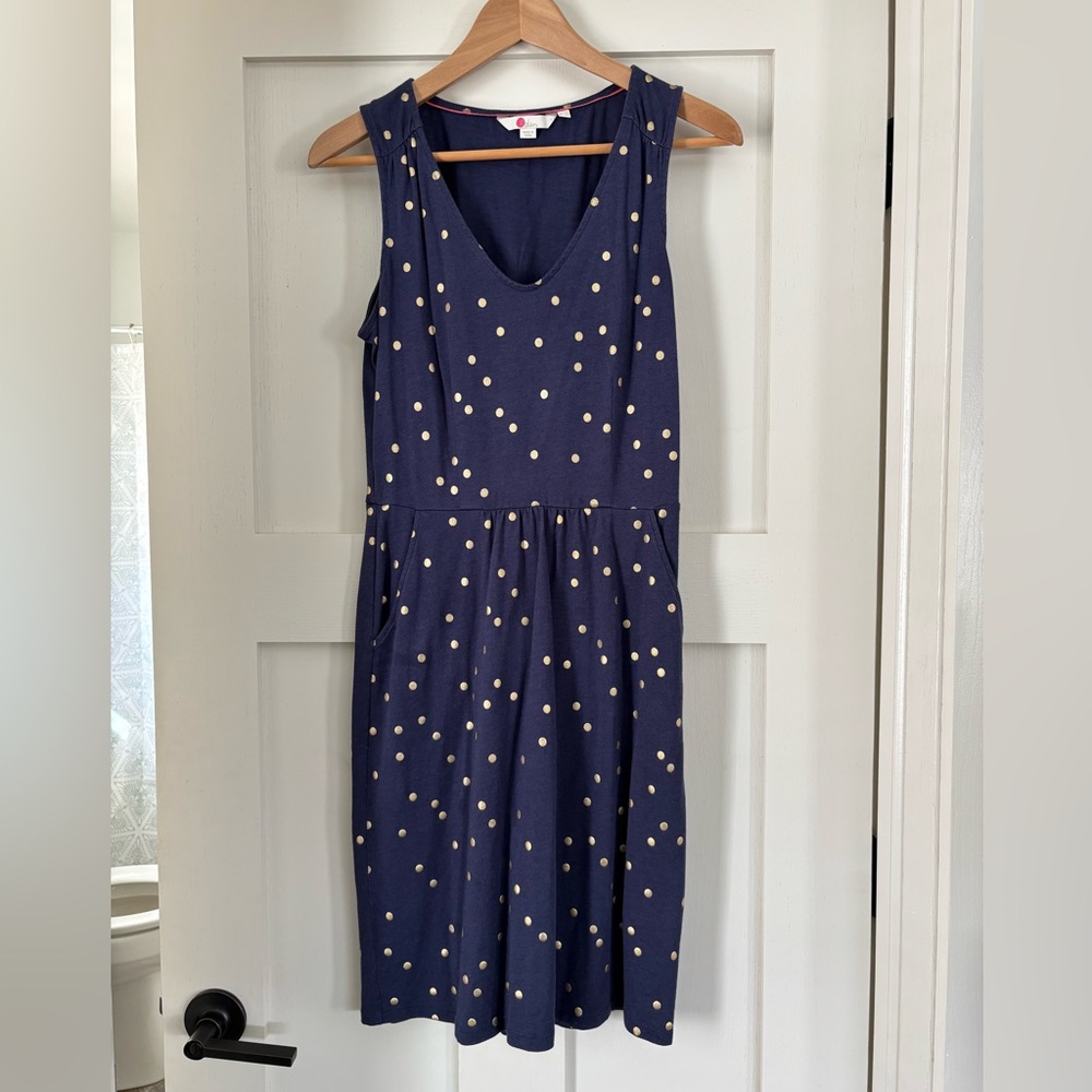 Boden Polka Dot Sleeveless Navy Dress